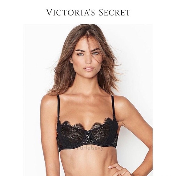 NWT VICTORIA SECRET SEQUIN BLACK BRA , Size 32DDD